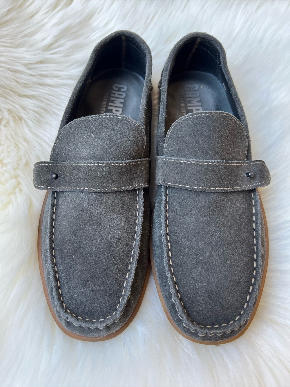 CAMPER Flexibility Mens Penny Loafers EU 42 US 9 Slip On Suede Shoes Casual Gray